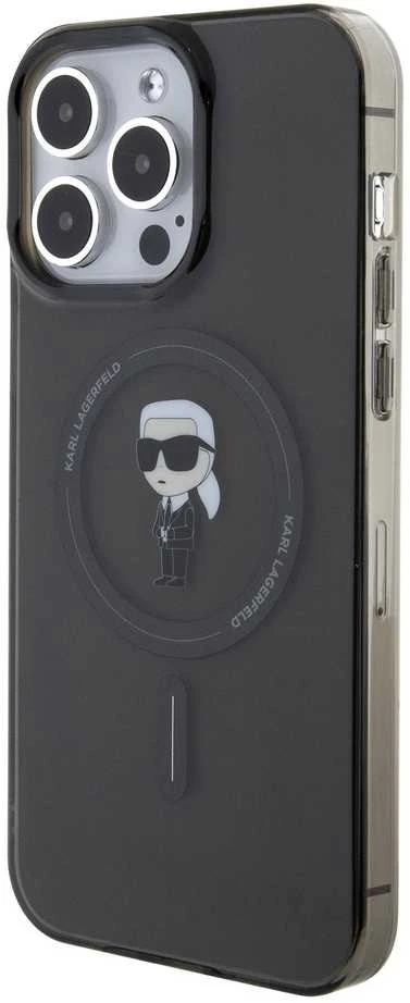 Apple iPhone 15 Pro Max Karl Lagerfeld dėklas IML Ikonik MagSafe (KLHMP15XHFCKNOK) juodos spalvos
