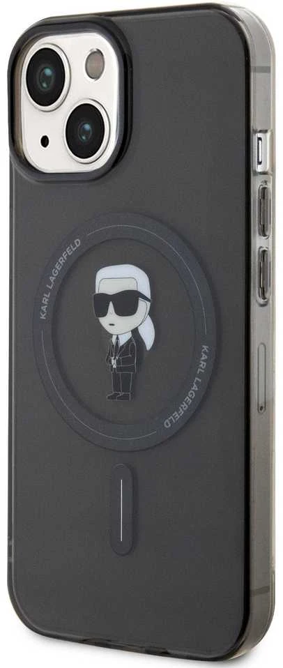 Karl Lagerfeld KLHMP15SHFCKNOK Apple iPhone 15/ 14 / 13 6.1″ juodos spalvos kietas dėklas IML Ikonik MagSafe