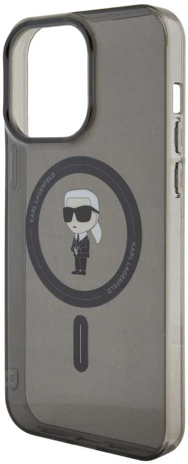 Apple iPhone 15 Pro Max Karl Lagerfeld dėklas IML Ikonik MagSafe (KLHMP15XHFCKNOK) juodos spalvos