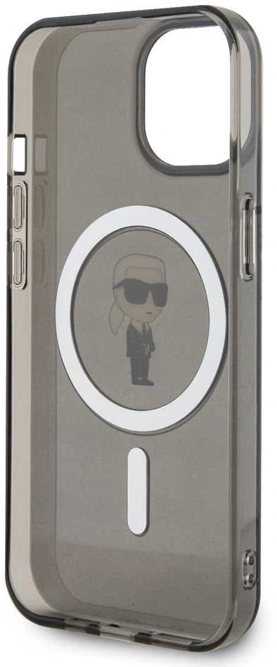 Karl Lagerfeld KLHMP15SHFCKNOK Apple iPhone 15/ 14 / 13 6.1″ juodos spalvos kietas dėklas IML Ikonik MagSafe