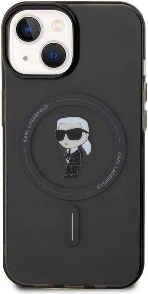 Karl Lagerfeld KLHMP15SHFCKNOK Apple iPhone 15/ 14 / 13 6.1″ juodos spalvos kietas dėklas IML Ikonik MagSafe