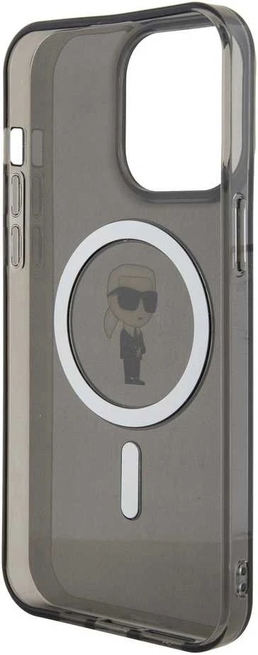 Apple iPhone 15 Pro Max Karl Lagerfeld dėklas IML Ikonik MagSafe (KLHMP15XHFCKNOK) juodos spalvos