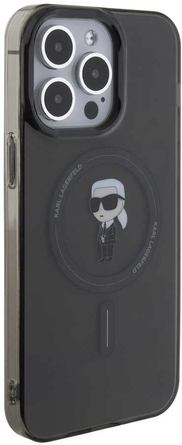 Apple iPhone 15 Pro Max Karl Lagerfeld dėklas IML Ikonik MagSafe (KLHMP15XHFCKNOK) juodos spalvos