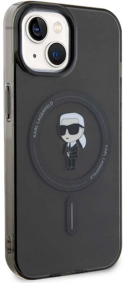 Karl Lagerfeld KLHMP15SHFCKNOK Apple iPhone 15/ 14 / 13 6.1″ juodos spalvos kietas dėklas IML Ikonik MagSafe