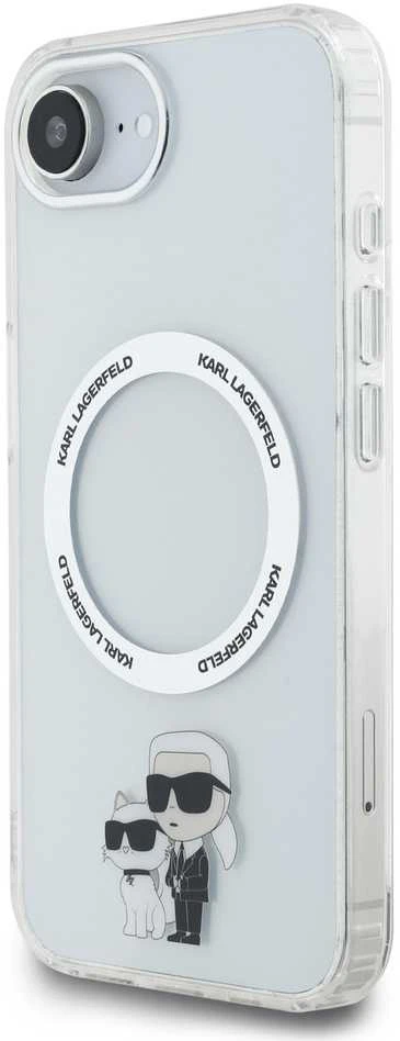 Karl Lagerfeld IML Karl and Choupette MagSafe dėklas skirtas Apple iPhone 16e skaidrus