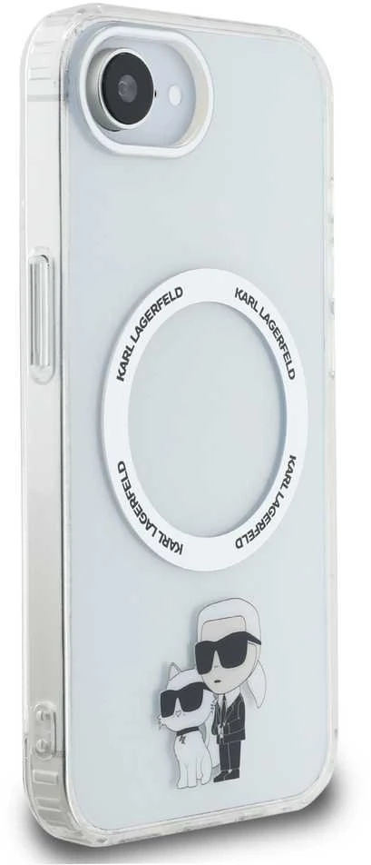 Karl Lagerfeld IML Karl and Choupette MagSafe dėklas skirtas Apple iPhone 16e skaidrus