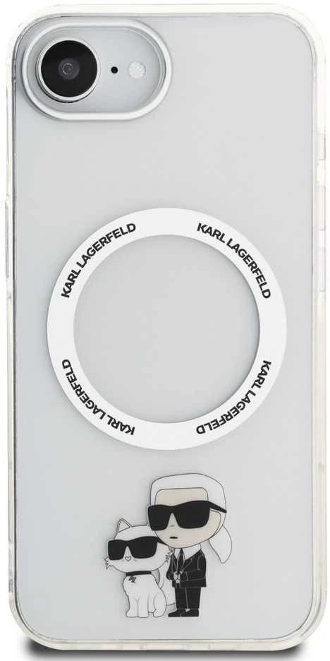 Karl Lagerfeld IML Karl and Choupette MagSafe dėklas skirtas Apple iPhone 16e skaidrus