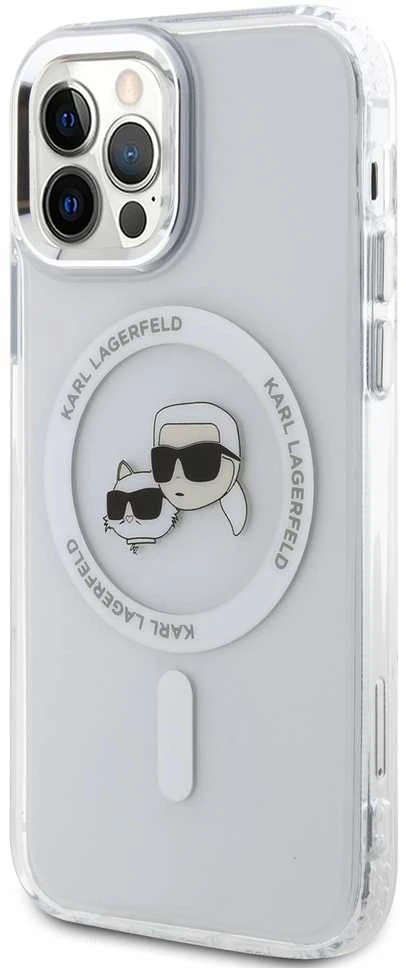 Karl Lagerfeld IML K&CH Heads Metal Frame MagSafe Case for iPhone 12/12 Pro dėklas telefonui skaidrus