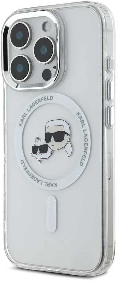 Karl Lagerfeld IML K&CH Heads Metal Frame MagSafe Apple iPhone 16 Pro Max dėklas telefonui skaidrus