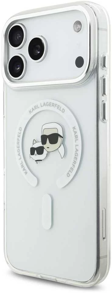 Karl Lagerfeld IML K&CH Heads Metal Frame MagSafe dėklas skirtas Apple iPhone 17 Pro Max skaidrus
