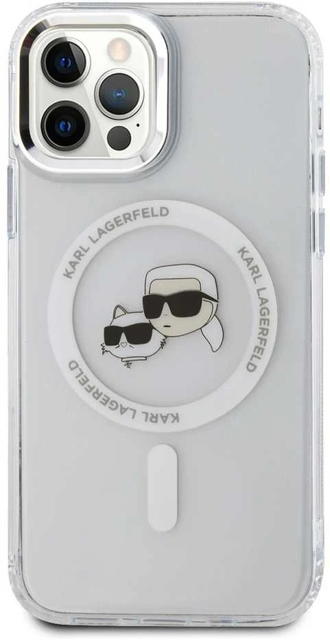 Karl Lagerfeld IML K&CH Heads Metal Frame MagSafe Case for iPhone 12/12 Pro dėklas telefonui skaidrus