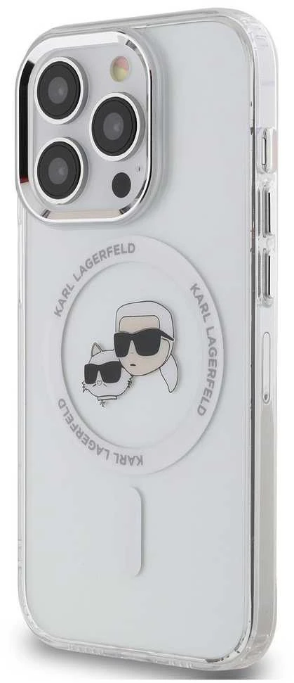 Karl Lagerfeld IML K&CH Heads Metal Frame MagSafe dėklas telefonui Apple iPhone 15 Pro skaidrus