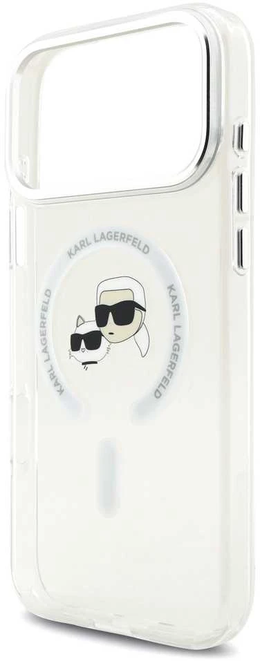 Karl Lagerfeld IML K&CH Heads Metal Frame MagSafe dėklas skirtas Apple iPhone 17 Pro Max skaidrus