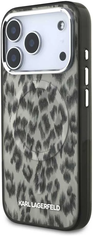 Karl Lagerfeld IML Leopard Pattern MagSafe Dėklas skirtas Apple iPhone 17 Pro rudos spalvos