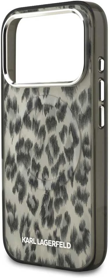 Karl Lagerfeld IML Leopard Pattern MagSafe Dėklas skirtas Apple iPhone 17 Pro rudos spalvos
