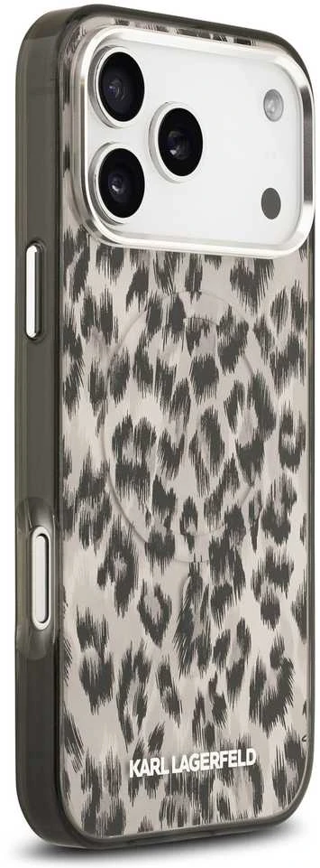 Karl Lagerfeld IML Leopard Pattern MagSafe dėklas skirtas Apple iPhone 17 Pro Max rudos spalvos