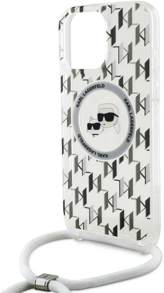 Karl Lagerfeld KLHMP16LHCKCKLCT Apple iPhone 16 Pro 6.3″ skaidrus kietas dėklas IML Crossbody Monogram