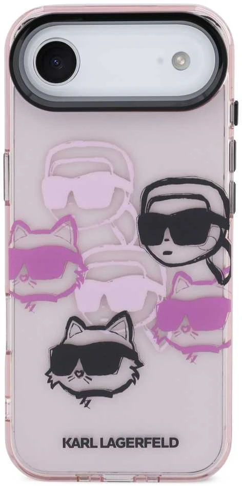 Karl Lagerfeld IML Multi K&CH Heads dėklas skirtas Apple iPhone Air Rožinė