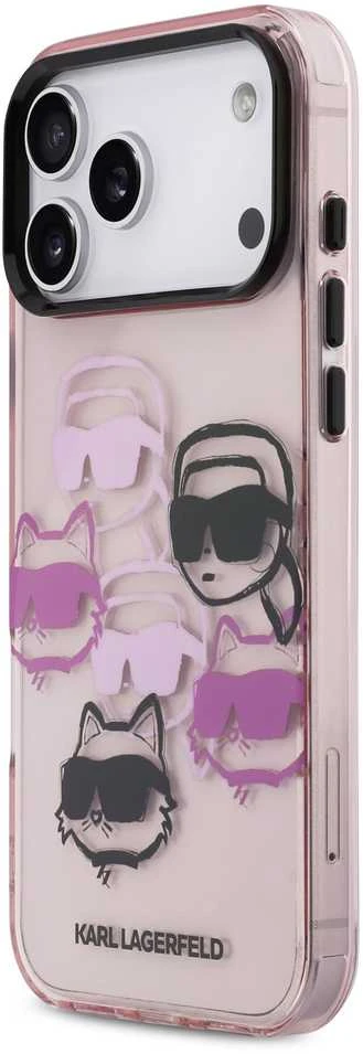 Karl Lagerfeld IML Multi K&CH Heads dėklas skirtas Apple iPhone 17 Pro Max Rožinė