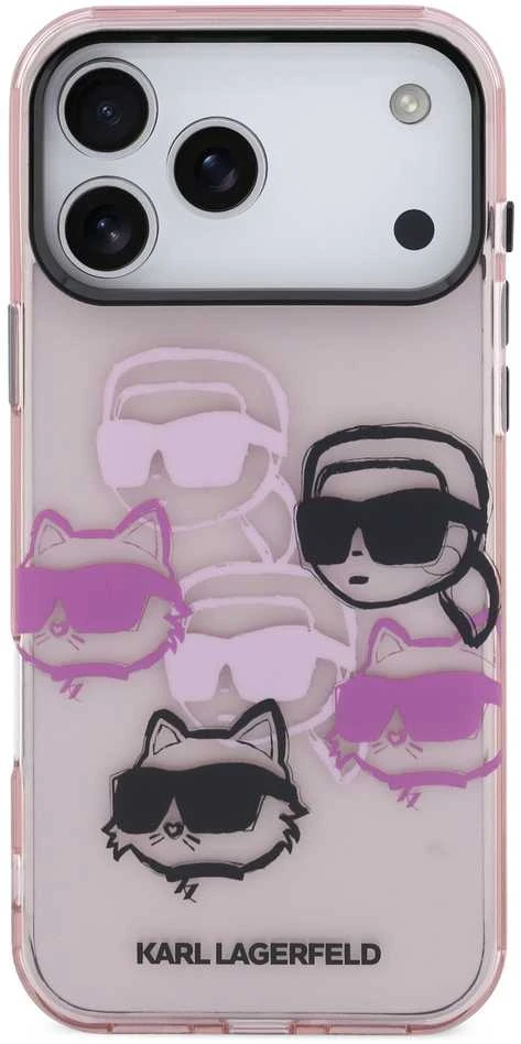 Karl Lagerfeld IML Multi K&CH Heads dėklas skirtas Apple iPhone 17 Pro Max Rožinė