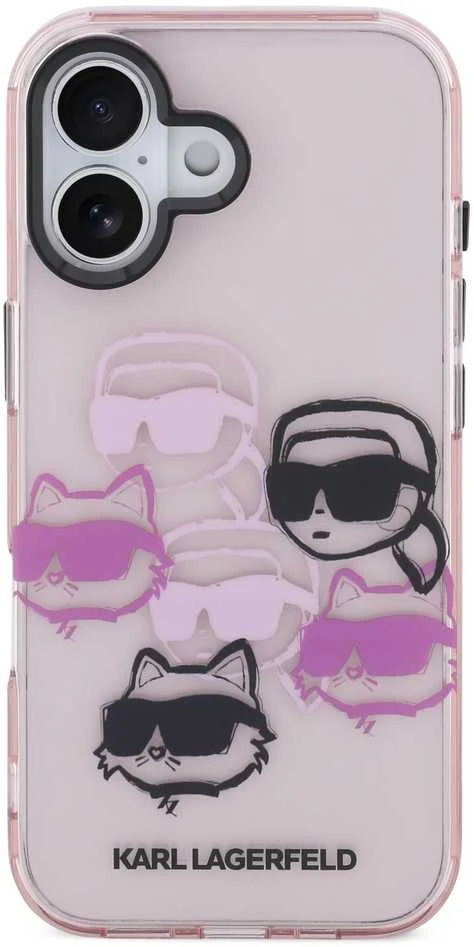 Karl Lagerfeld IML Multi K&CH Heads dėklas skirtas Apple iPhone 17 Rožinė