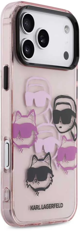 Karl Lagerfeld IML Multi K&CH Heads dėklas skirtas Apple iPhone 17 Pro Max Rožinė