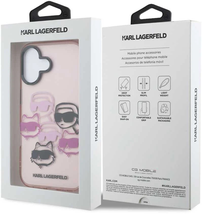 Karl Lagerfeld IML Multi K&CH Heads dėklas skirtas Apple iPhone 17 Rožinė