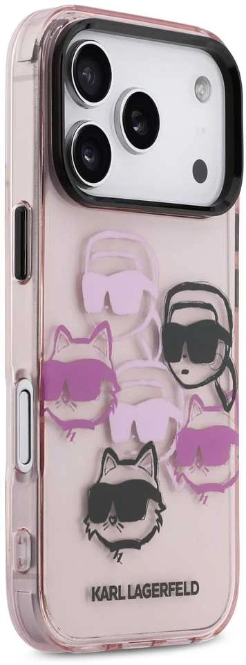 Karl Lagerfeld IML Multi K&CH Heads dėklas skirtas Apple iPhone 17 Pro Rožinė