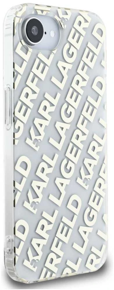 Karl Lagerfeld IML Repeat Logo iPhone 16e dėklas – auksinis