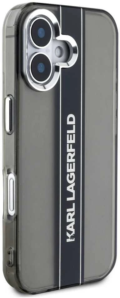 Karl Lagerfeld IML Stripe Logo Apple iPhone 16 dėklas telefonui juodos spalvos
