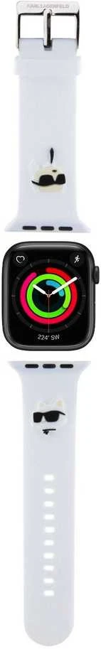 Apyrankė Apple Watch 38 / 40 / 41 mm Karl Lagerfeld Strap 3D Rubber Karl&Choupette Heads (KLAWMSLKCNH ) baltos spalvos