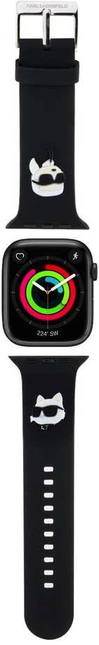 Apyrankė Apple Watch 4 / 5 / 6 / 7 / 8 / SE (38 / 40 / 41 MM) Karl Lagerfeld 3D Rubber Karl&Choupette Heads (KLAWMSLKCNK) juodos spalvos