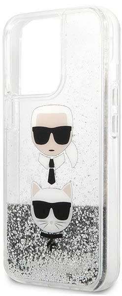 Karl Lagerfeld KLHCP13LKICGLS Apple iPhone 13 Pro / 13 6,1″ sidabrinis kietas dėklas Liquid Glitter Karl&Cho