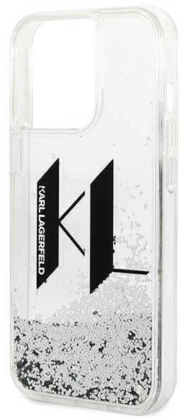 Karl Lagerfeld KLHCP14LLBKLCS Apple iPhone 14 Pro 6,1″ sidabrinis kietas dėklas Liquid Glitter Big KL