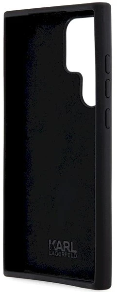 Karl Lagerfeld KLHCS24LSMHCNPK S24 Ultra S928 juodos spalvos kietas dėklas Silicone Choupette Metal Pin