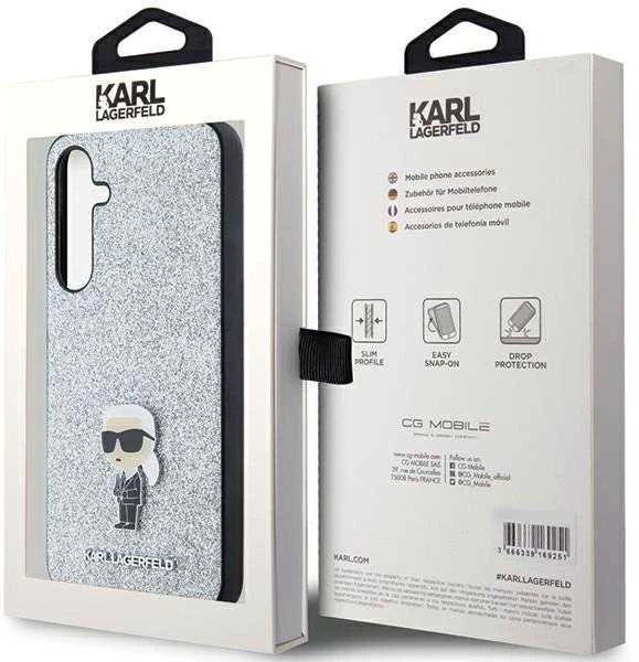 Karl Lagerfeld KLHCSA35GCNPSG A35 A356 sidabrinis kietas dėklas Fixed Glitter Ikonik Metal Pin