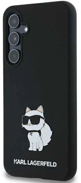 Originalus Karl Lagerfeld kietas silikoninis dėklas su metaliniu smeigtuku KLHCSA35SMHCNPK, skirtas Samsung Galaxy A35, juodas