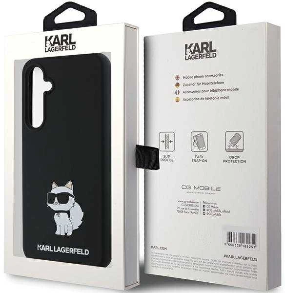 Originalus Karl Lagerfeld kietas silikoninis dėklas su metaliniu smeigtuku KLHCSA35SMHCNPK, skirtas Samsung Galaxy A35, juodas