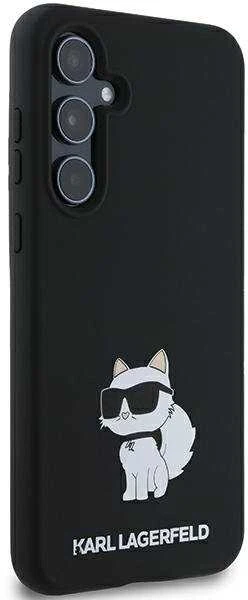 Originalus Karl Lagerfeld kietas silikoninis dėklas su metaliniu smeigtuku KLHCSA35SMHCNPK, skirtas Samsung Galaxy A35, juodas
