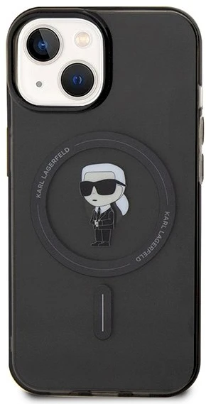 Karl Lagerfeld KLHMP14SHFCKNOK Apple iPhone 14/ 15 / 13 6.1″ juodos spalvos kietas dėklas IML Ikonik MagSafe