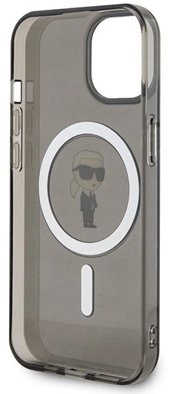 Karl Lagerfeld KLHMP14SHFCKNOK Apple iPhone 14/ 15 / 13 6.1″ juodos spalvos kietas dėklas IML Ikonik MagSafe