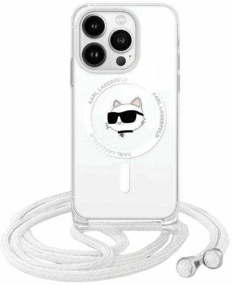 Karl Lagerfeld KLHMP15SHCCHNT Apple iPhone 15/ 14 / 13 6.1″ kietas dėklas skaidrus IML Choupette Head & Cord