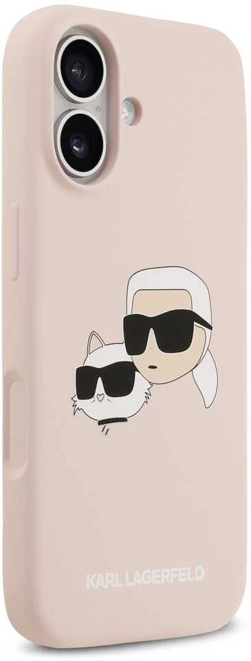 Karl Lagerfeld Liquid Silicone Double Heads MagSafe dėklas skirtas Apple iPhone 17 rožinės spalvos