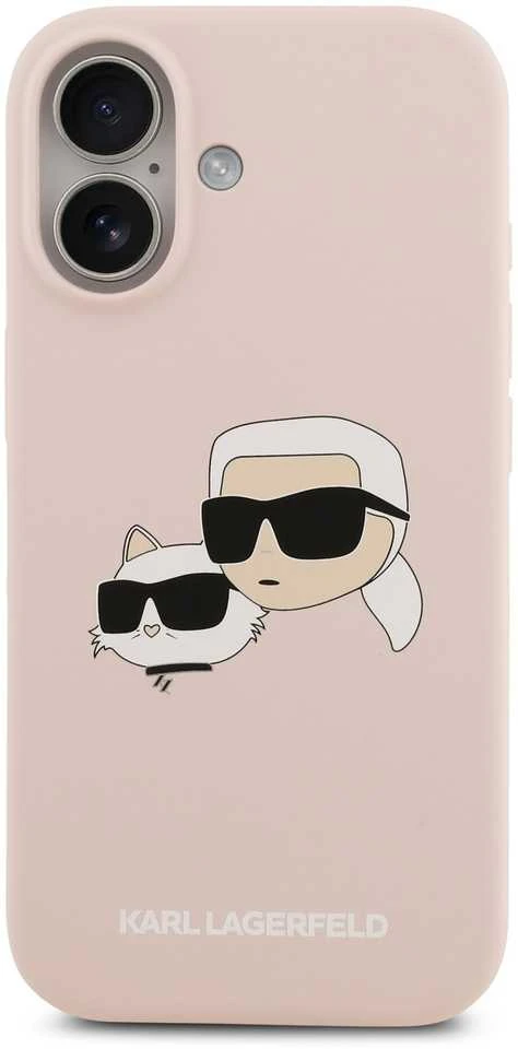 Karl Lagerfeld Liquid Silicone Double Heads MagSafe dėklas skirtas Apple iPhone 17 rožinės spalvos
