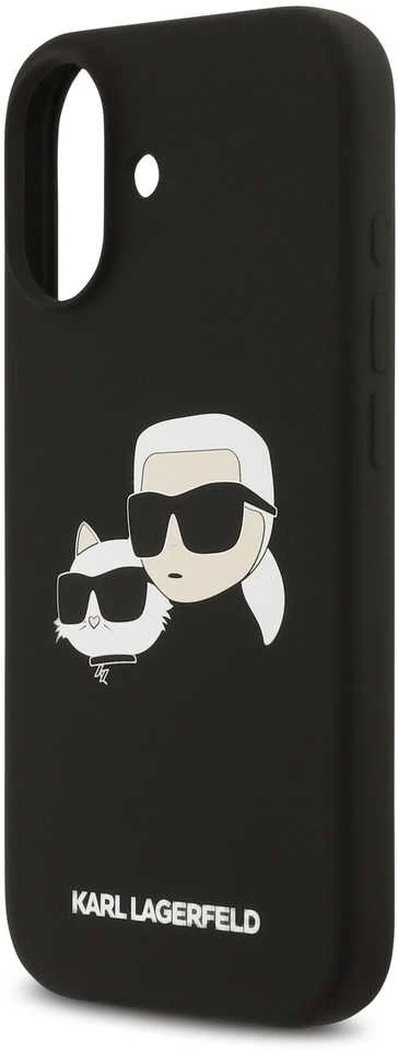 Karl Lagerfeld Liquid Silicone Double Heads MagSafe dėklas skirtas Apple iPhone 17 juodos spalvos