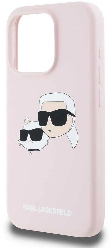 Apple iPhone 15 Pro Max Karl Lagerfeld dėklas Silicone Karl & Choupette Magsafe (KLHMP15XSKCHPPLP) rožinės spalvos