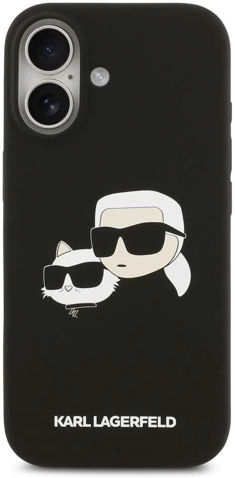 Karl Lagerfeld Liquid Silicone Double Heads MagSafe dėklas skirtas Apple iPhone 17 juodos spalvos