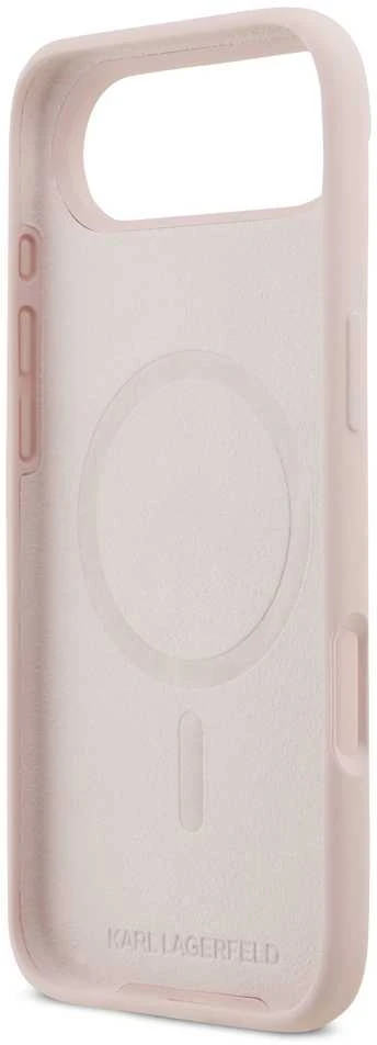 Karl Lagerfeld Liquid Silicone Double Heads MagSafe dėklas skirtas Apple iPhone 17 Air rožinės spalvos