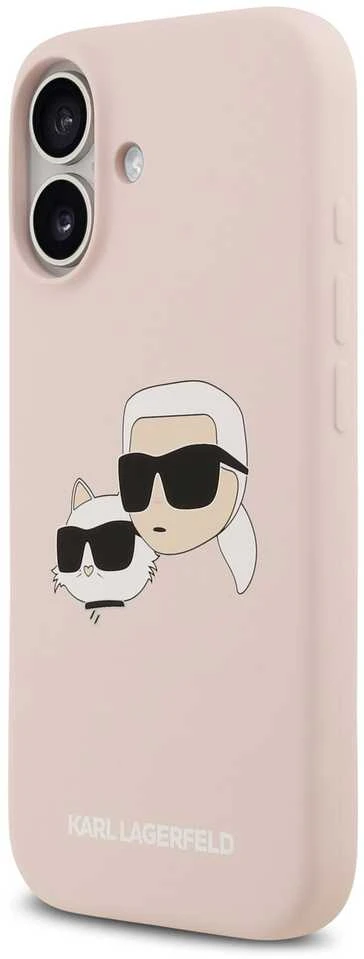 Karl Lagerfeld Liquid Silicone Double Heads MagSafe dėklas skirtas Apple iPhone 17 rožinės spalvos