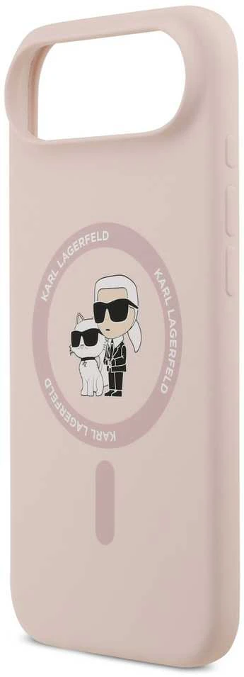 Karl Lagerfeld Liquid Silicone Karl and Choupette MagSafe dėklas skirtas Apple iPhone 17 Air rožinės spalvos